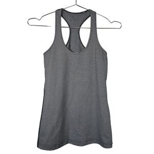Lululemon Black White Gingham Racerback Tank Top Slim Fit Athletic  Size 4